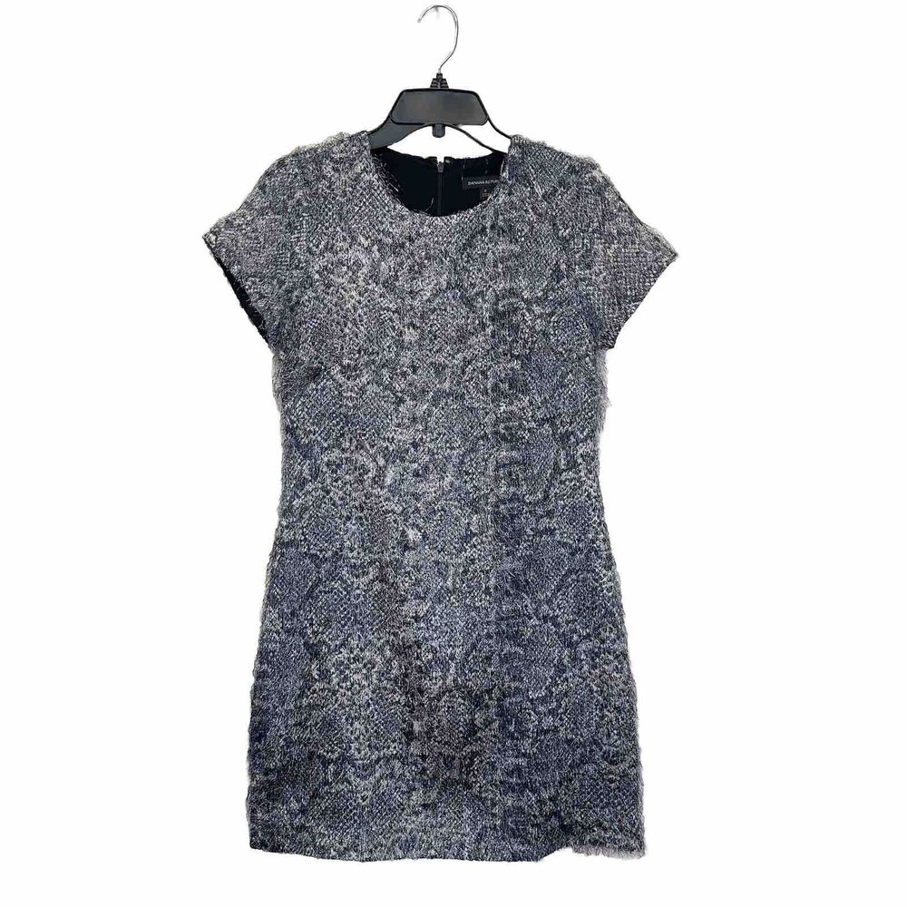 Banana Republic Dress Size 2‎ XS Women's Snake Gray Fringe Career Sheath Eyelash
